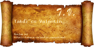 Takács Valentin névjegykártya